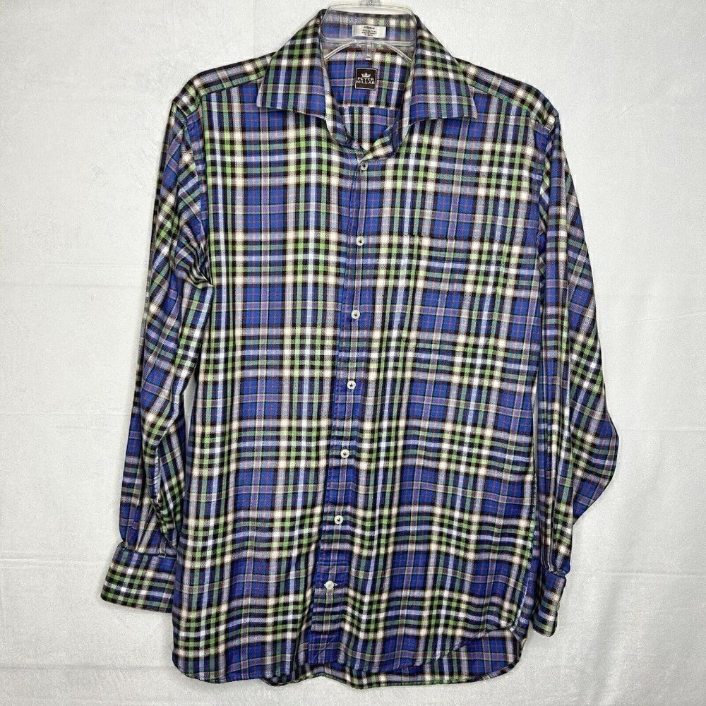 Peter Millar Button-Down Shirt Multicolor Plaid Long-Sleeve Men's M